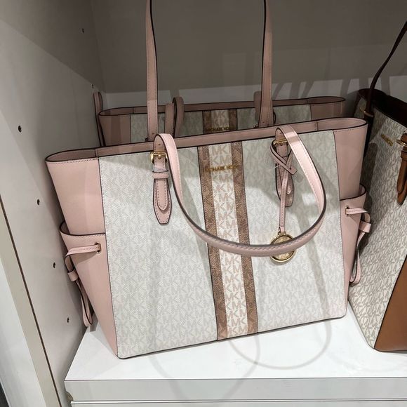 BUNDLE Michael Kors Gilly Large Drawstring Travel Tote Shoulder PwD Blush Wallet - Picture 8 of 16